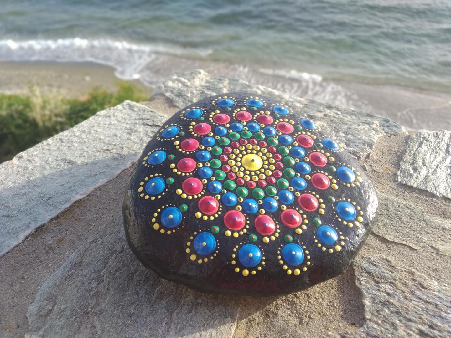 Rainbow Mandala Stone