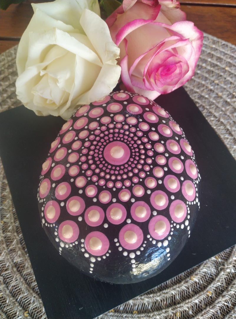 Pink Flower Mandala Stone