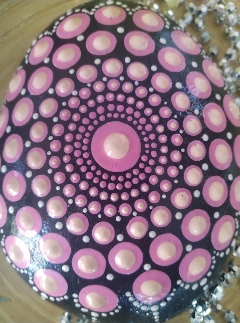 Pink Flower Mandala Stone